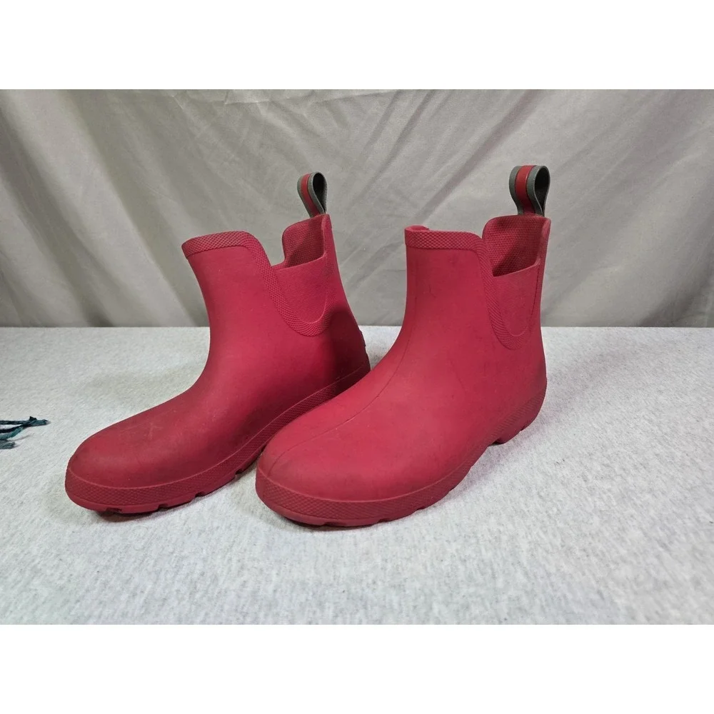 Totes‎ Red Chelsea Ankle Rain Boots Women's Waterproof Slip On size 7